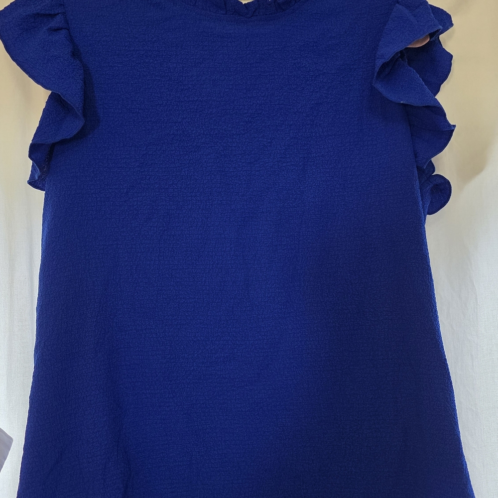 SHEIN Royal Blue Ruffle Sleeve Blouse